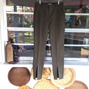Mango Olive Green Slim Trousers with Front Slits
